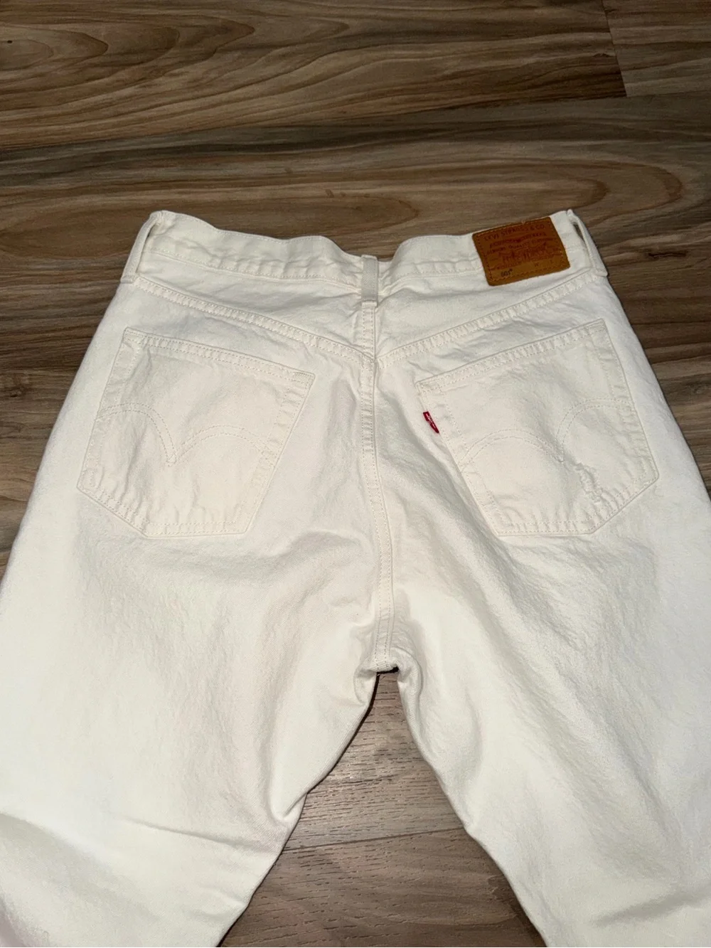 Signature by Levi Strauss White Distressed Straight Jeans